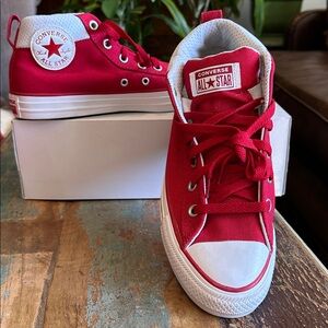 BRAND NEW RED CONVERSE HIGH TOPS